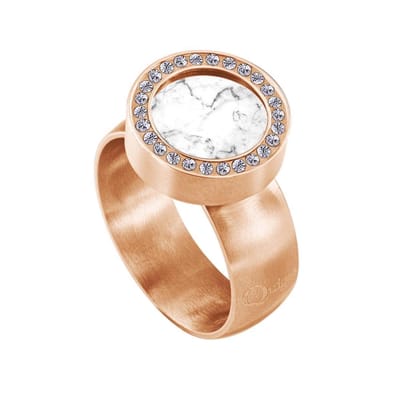 Quiges RVS Schroefsysteem Zirkonia Ring Rosegoudkleurig Mat 16mm met Verwisselbare 12mm Mini Munt - SLSRS51016
