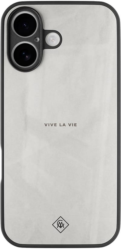 Casimoda® hoesje - Geschikt voor iPhone 17 - Vive La Vie - Luxe Hard Case Zwart - Backcover telefoonhoesje - Grijs
