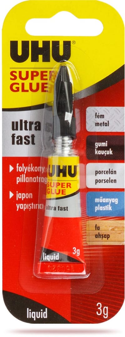 12x Secondelijm 3 g Vloeibaar – Extra Sterke en Sneldrogende Superlijm – Geschikt voor Kunststof, Keramiek, Metaal, Hout en Rubber – Ideaal voor Snel en Permanent Repareren – Niet Geschikt voor PE, PP en Schuimplastic [U36700]