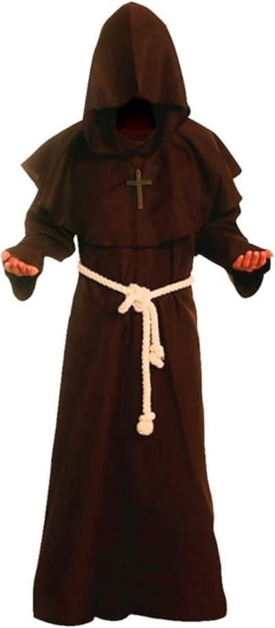 Monnik kostuum - met touw en kruis - habijt - Carnavals outfit - Priester kostuum - Pater kostuum - vrijgezellen feest kleding - Elfia kostuum