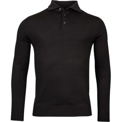 Baileys Trui Merino Blend Pullover Polo Collar Buttons Single Knit Zwart / male