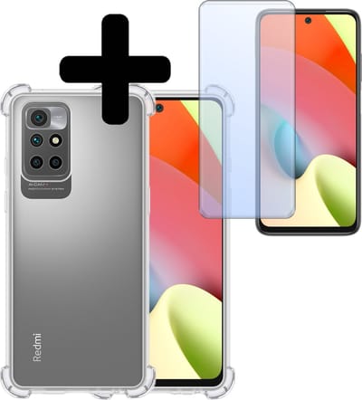 Hoesje - Met Screenprotector - Geschikt voor Xiaomi Redmi 10 2022 - Sterk & Shockproof - Siliconen Case - Back Cover - Telefoon Hoes - Shock Proof - Telefoonhoesjes - Transparant