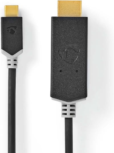 Nedis USB-C Adapter - USB 3.2 Gen 1 - USB-C Male - HDMI Connector - 4K@60Hz - 2.00 m - Rond - Verguld - PVC - Antraciet - Doos