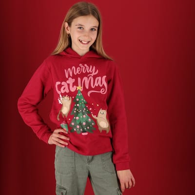 Morethansocks - Kerst trui - Kids - Hoodie - Rood - Maat 92/98 - Kersttrui kinderen - kersttrui jongens - kersttrui meisjes - kerst trui kinderen