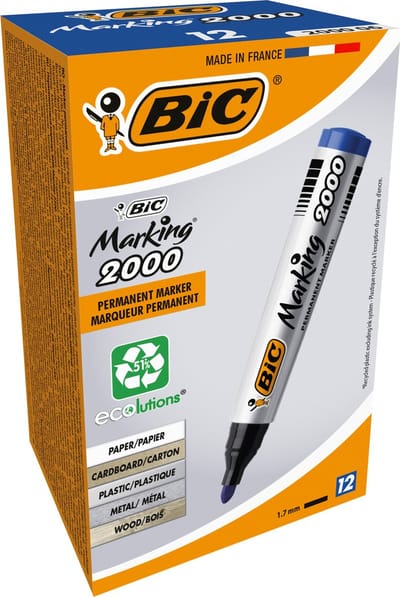 BIC Marking 2000 ECOlutions Permanente Markers Medium Kogelpunt - Blauw - Doos van 12 Stuks