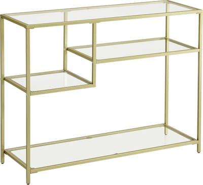 MIRA Home - Bijzettafel - Salontafel - Goudkleurig - Metaal - Glas - 35x100x80