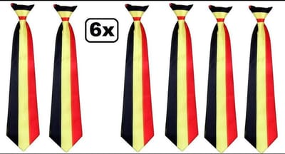 6x Stropdas Belgie 42cm - Themaparty feest festival evenement Belgische Party