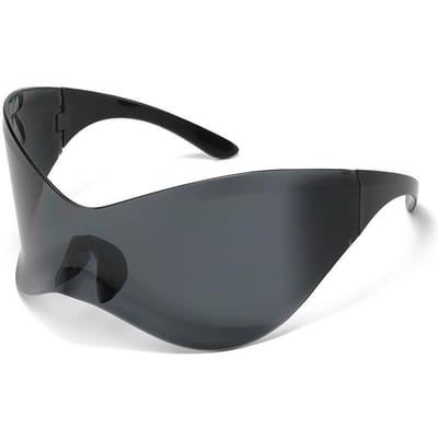 Y2K Designer Oversized Zonnebril Dames Heren Vintage Steampunk Luxe Sport Randloos Goggles UV400 Bescherming Trendy As the picture black