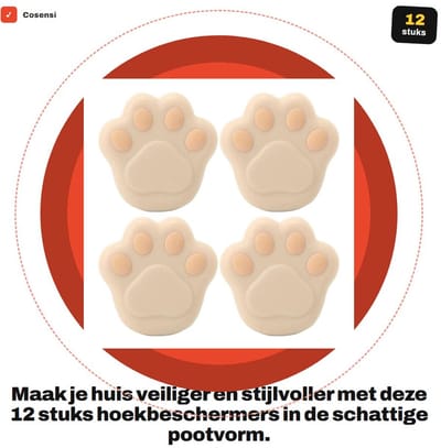 Dailygoods- Hoekbeschermer 12 Stuks - Siliconen Materiaal - Flexibele Meubelhoek - Kat Poot Vorm - Bumperbeschermers - Hoeken/Randen Bescherming - Meubelhoekbescherming