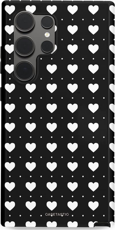 Casetastic Hoesje Geschikt voor Samsung S24 Ultra - Stijlvolle Beschermende Duo-layer Case - Stipjes en Hartjes