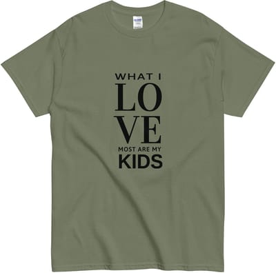 Dames en Heren Tshirt - Ik Hou Het Meest Van Mijn Kinderen - Khaki Groen - S