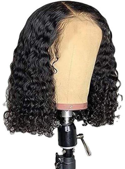 Dailygoods- Bob Pruik 14 Inch - Menselijk Haar - Voorgeplukt - Zwart - Golvend - Natuurlijke Dichtheid 150%