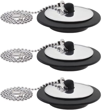 Store_9 - Bad Plug - Afvoerstopper - 3 stuks - Zwart - Universele Spoelbak Plug - Geschikt voor Bad en Keuken - 43 mm