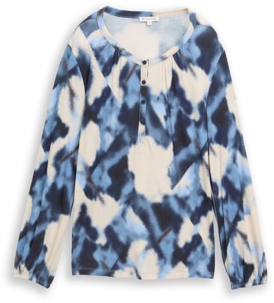Tom Tailor - Blouse met patroon - Maat XXL - blue blurry argyle