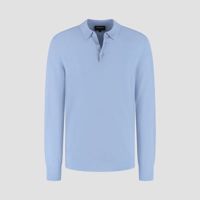 MERSO Polo – Longsleeve Trui – 100% Merino Wol – Alpine Blue