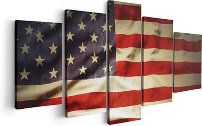 Artaza Canvas Schilderij Vijfluik Amerikaanse Vlag - Verenigde Staten - 100x50 - Foto Op Canvas - Canvas Print