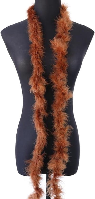 Fluffy Pluche Veren Boa van 1 x 2 m voor Kerst, Bruiloften, Feestjes en Decoratie, Bruin, Lichtgewicht en Ideaal voor Kostuums en Creatieve Projecten