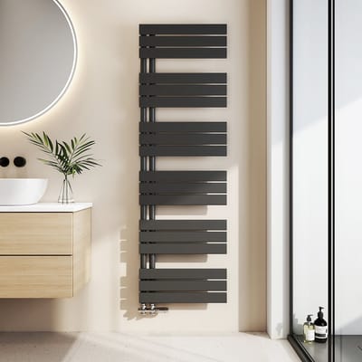 EMKE Handdoekradiator - Plat Design - Mat Zwart - 160x50 cm - 794W - Badkamer Verwarming - CV Radiator