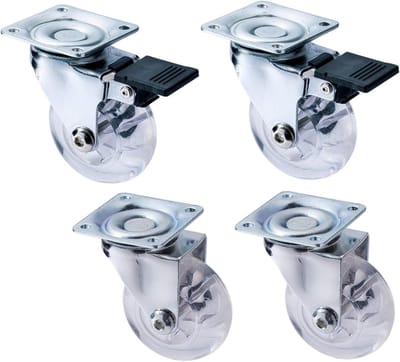 Meubelwielen Set - Transportwielen Zwenkwielen - Meubels Verplaatsen - Vloervriendelijk Rubber - 50 mm - Transparant