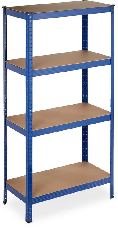 stellingkast metaal - 280 kg - 157 x 80 x 41 cm - 4 etages - kelder - garage - blauw
