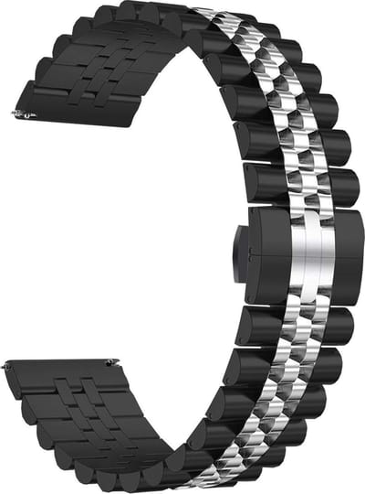 Stalen Jubilee smartwatch bandje - geschikt voor Fossil Gen 5 / Gen 5e 44mm / Gen 6 44mm - zwart/zilver