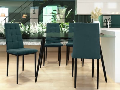 Becca-Eetkamerstoel - Groen Stof - Set van 4