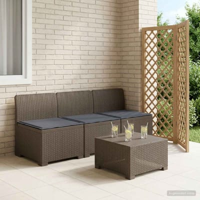 vidaXL - 3-Zits - Tu - bank - met - Kussens - Rattan - Look - 3-zits - PP - Lichtgrijs