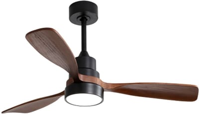 48 inch houten plafondventilator met 3 massief houten bladen, afstandsbediening en omkeerbare DC-motor voor de woonkamer