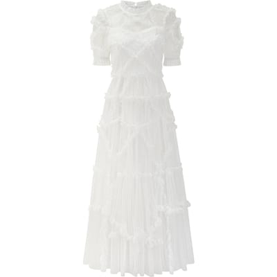 Zoete Fee Jurk Mesh Taille Dunne Jurk Franse Mode Jurk XL wit