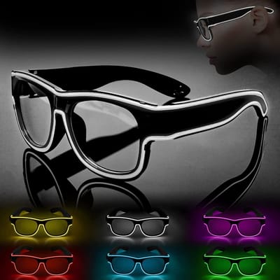 Oplaadbare LED-bril voor feesten, neon rave en kostuums - Lichtgevende zonnebril voor carnaval, Halloween en verjaardagen