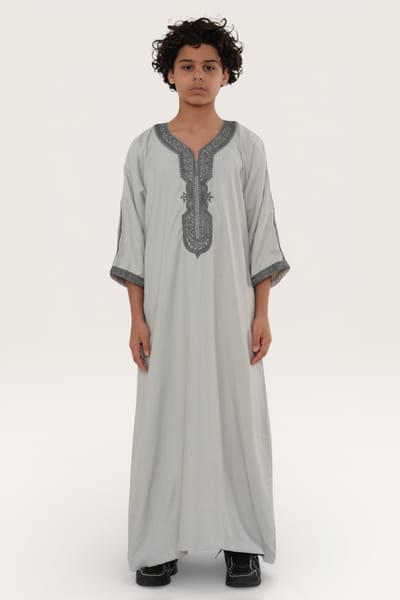Kinderen jongens grijze Marokkaanse Thobe gewaad Eid Djellaba Gandoura Jubba LFS-K-HM65