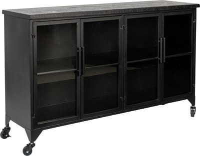 Housecraft Living Ferre Kast op wieltjes Laag Hout/ Metaal Zwart