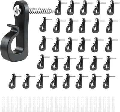 45 Stuks Q Hangers, Schroefhaken voor Kerstverlichting, RVS Schroefhaken voor Buiten, Feestverlichting en Decoratie