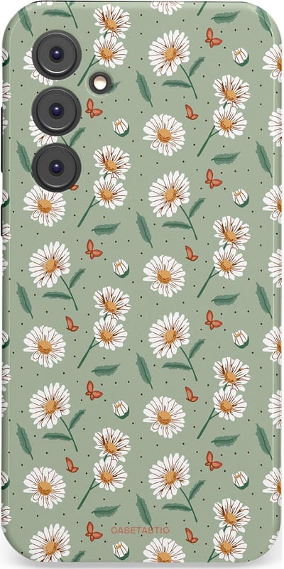 Casetastic Hoesje Geschikt voor Samsung A35 - Stijlvolle Beschermende Duo-layer Case - Vleugels en madeliefjes