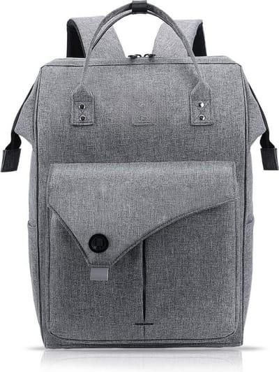 Rugzak voor dames, schooltassen met laptoptassen en antivriestassen, 15,6 inch laptop rugzakken, Puur grijs, Casual
