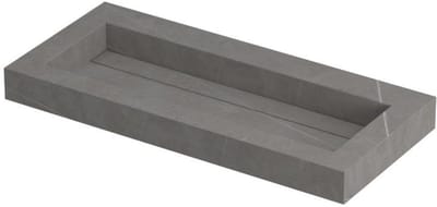 INK Pitch Wastafel Keramische Slab Centraal met Drain en Front en Side Skirts Zonder Kraangat - 1000x450x90 mm - Armani Grey Mat