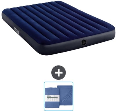 Intex Luchtbed - 2-Persoons - 152 x 203 x 25 cm cm - Blauw - Inclusief en Hoeslaken
