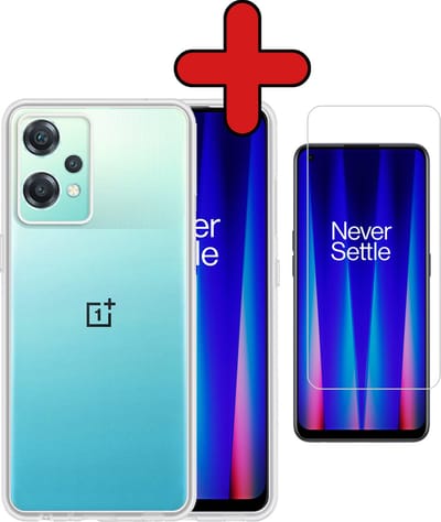 Hoesje - Met Screenprotector - Geschikt voor OnePlus Nord CE 2 Lite - Sterk & Shockproof - Telefoon Hoes - Back Cover - Siliconen Case - Telefoonhoes - Transparant