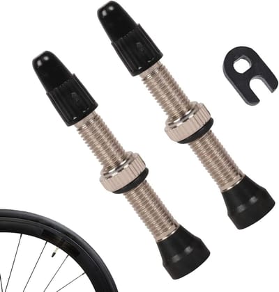 Set van 2 Tubeless Ventielen 45 mm - Chroom Messing Ventielen met Garnet Dismantelingstool, Impactbestendig en Perfect voor Fietsen