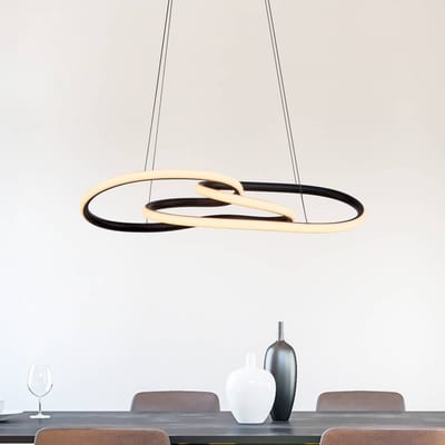 Paul Neuhaus LED hanglamp TWIST, zwart, lengte 76 cm, metaal, Switchdim