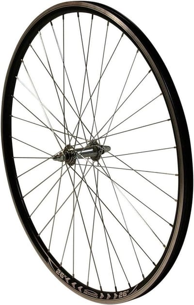 26 Inch Voorwiel Fiets Wiel 36 Gaats V-Brake Zilver Zwarte Velg Inclusief Band