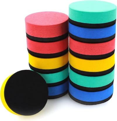 Set van 12 Magnetische Whiteboard Wisser met Dikke Vilt Pad, Kleurige Drooguitveeg Wisser voor het Schoonmaken van Whiteboards, Ideaal voor School en Kantoor (5 x 5 x 1.8 cm)