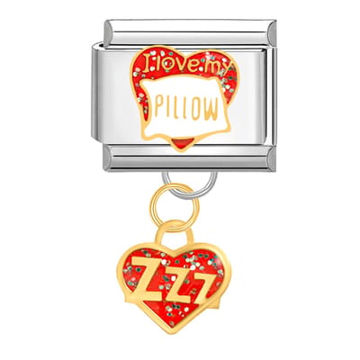 Quiges - Schakel - Bedel - 9mm - charms - i Love My - Ik hou van mijn - Kussen hanger - Geschikt voor - armband - Schakelarmband - italy bedels armband