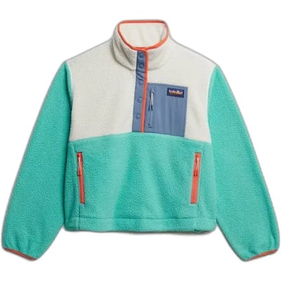 Superdry Colour Block Fleece Pull Over Jas Blauw M Vrouw