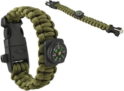Paracord survival armband - Donkergroen - 5-in-1