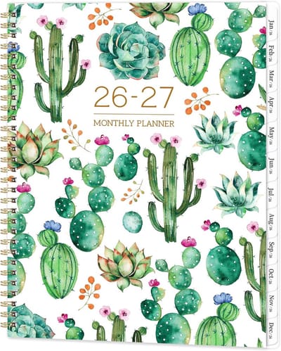 Maandplanner 2026-2027 - Tweejaarlijkse Kalender - Planning Maken - Dik Papier - 11 x 9 Inch - Groen