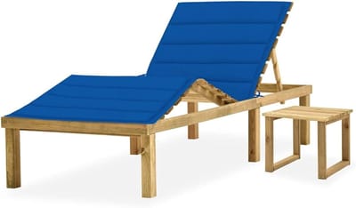 Houten Ligstoel - Zonneligbed - Buiten Ontspannen - Verstelbare Rugleuning - Met Tafel - Naturel Hout