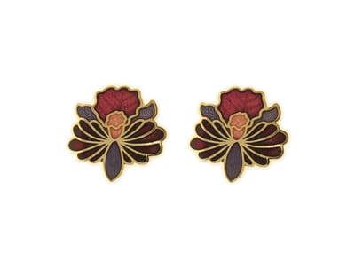 Behave - Oorringen dames - bloemmotief - paars en rood - 1 cm