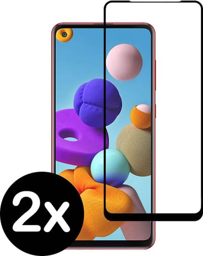 Smartphonica Samsung Galaxy A21s full cover tempered glass screenprotector van gehard glas met afgeronde hoeken - 2 stuks geschikt voor Samsung Galaxy A21s