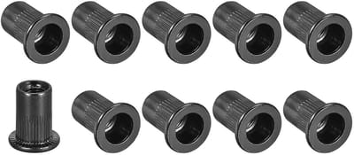 Rivet Nuts M6 100 Stuks Carbon Staal Draadinvoeren voor Meubelmontage en Mechanische Bevestigingen Zwart